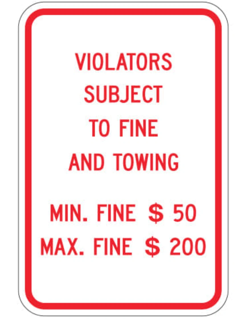 12\" X 18\" Pennsylvania Violators Subject To Fine \u0026 Towing Sign, EG Reflective