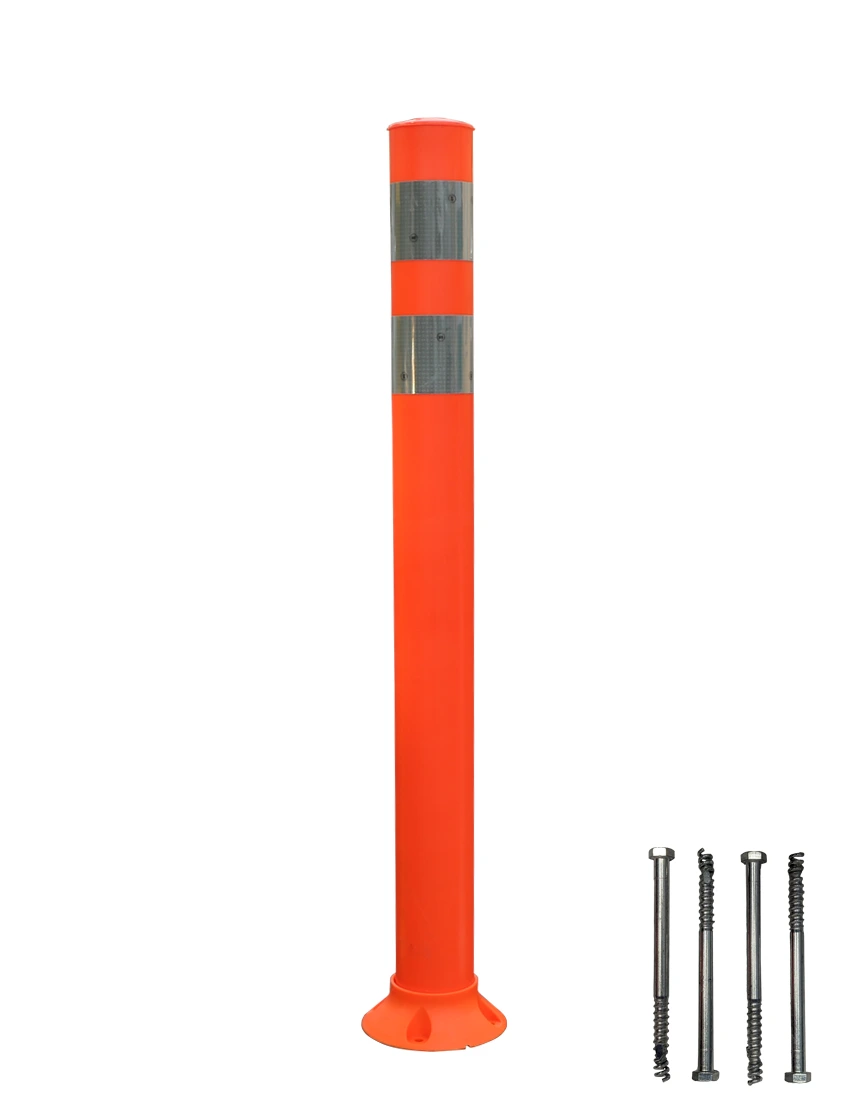 Pexco 36\" Orange City Post Surface Mount w/ 2 White Reflective Collars \u0026 Asphalt Mounting Hardware