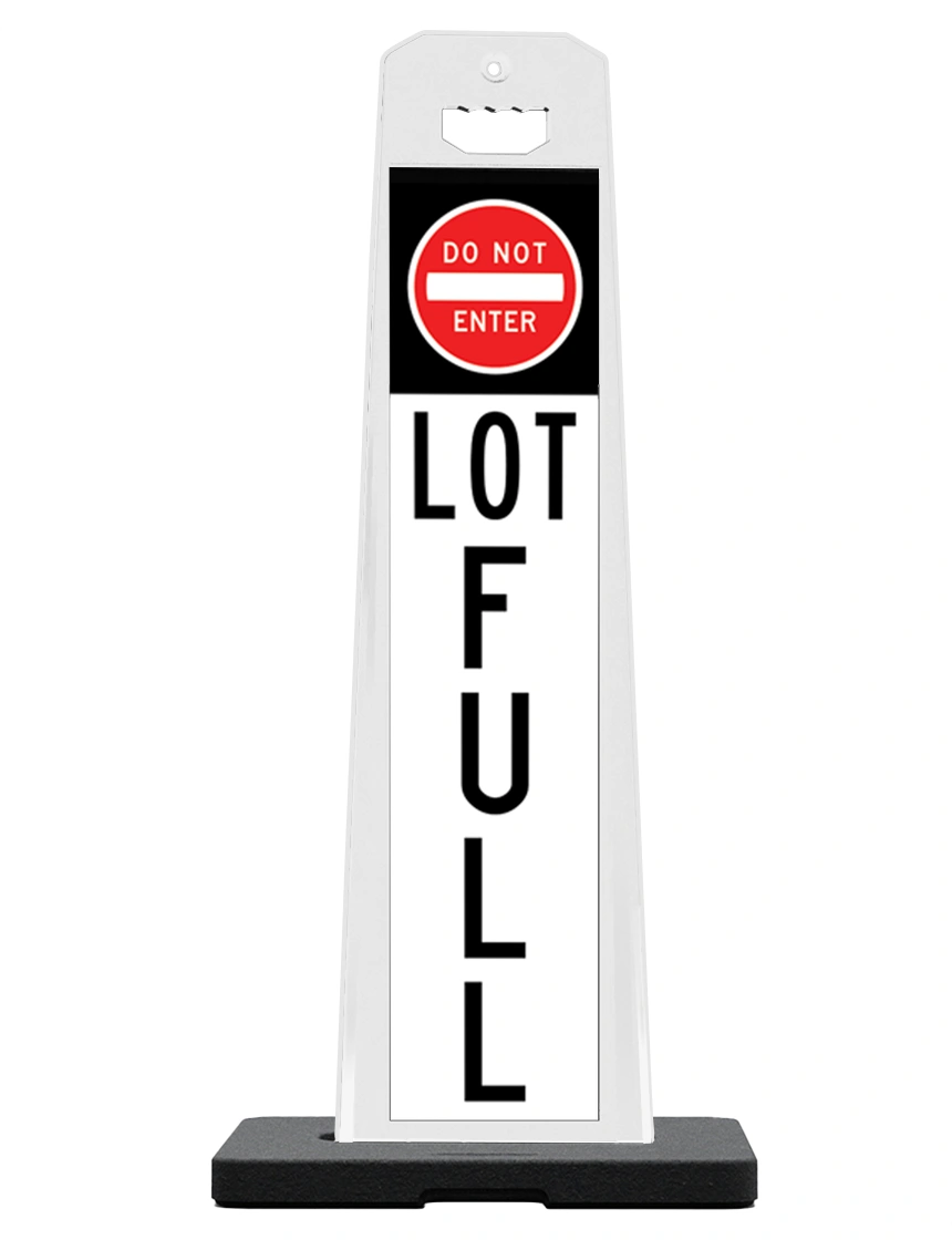 White, 45\" Tall, Reflective, Double Sided Lot Full Sign w/ 20 lbs Rubber Base