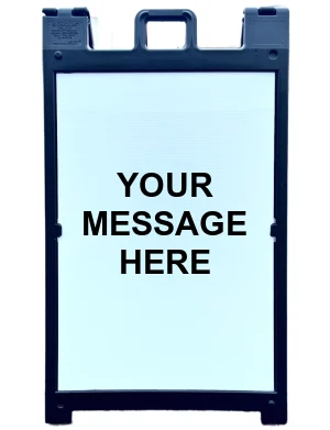 Black Plasticade Signicade Deluxe \u0027Sandwich Style\u0027 Sign Holder with Two (2) 36\" x 24\" Coroplast Signs Custom Printed in One (1) Color Ink