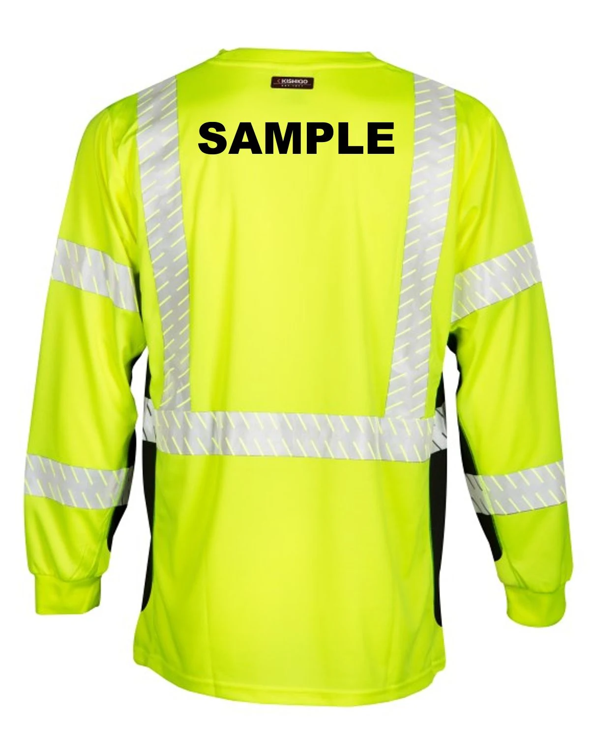 Kishigo Premium Black Series Long Sleeve Class 3 T Shirt Lime Custom Black Text Large