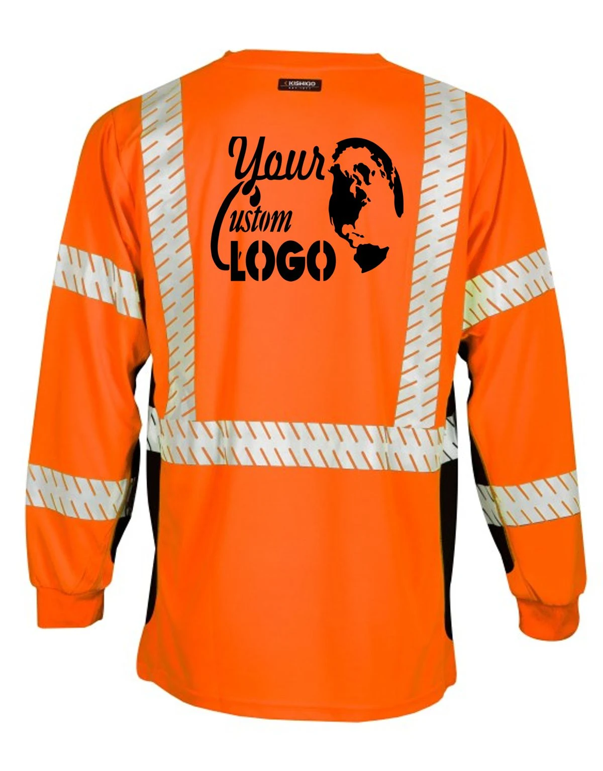 Kishigo Orange Premium Black Series Long Sleeve Class 3 T-Shirt w/ Single Color Graphic