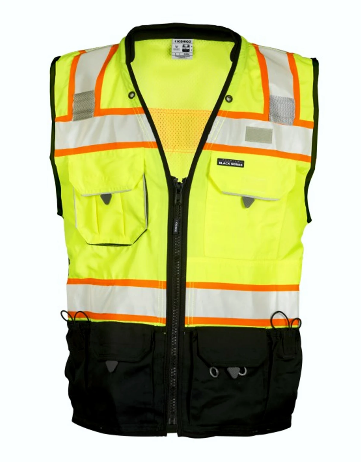 Kishigo Lime, Premium Black Series Surveyors Vest, Class 2, 2Xl w/ Single Color Graphic