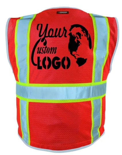 Premium Brilliant, Red Mesh, Class 2 Surveyors Vest, 4Xl w/ Full Color Graphic