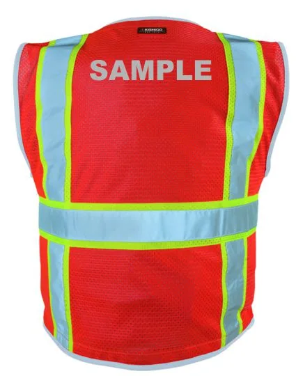 Premium Brilliant, Red Mesh, Class 2 Surveyors Vest, 5Xl w/ Reflective Custom Lettering