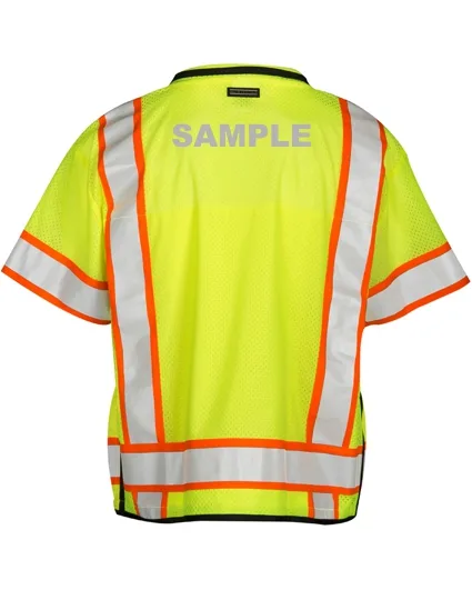 Professional Class 3, Large, Lime, Surveyors Vest w/Custom Reflective Lettering