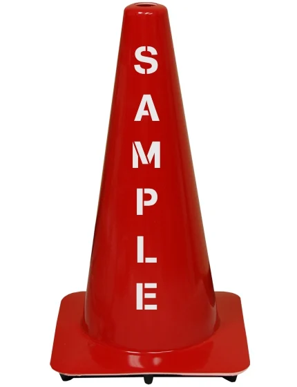 Red 18\" Traffic Cone with Double Sided Custom Lettering