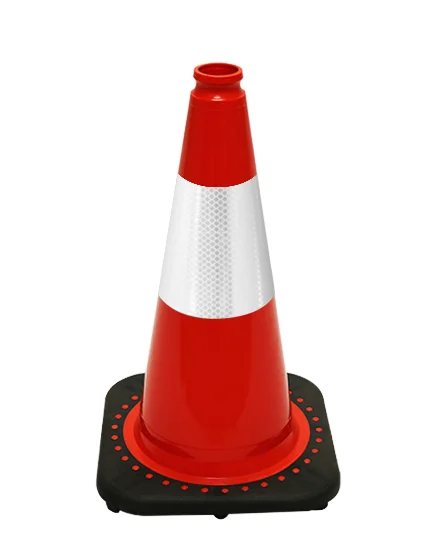 Red 18\" JBC Black Base Traffic Cone w/ 6\" Reflective Collar