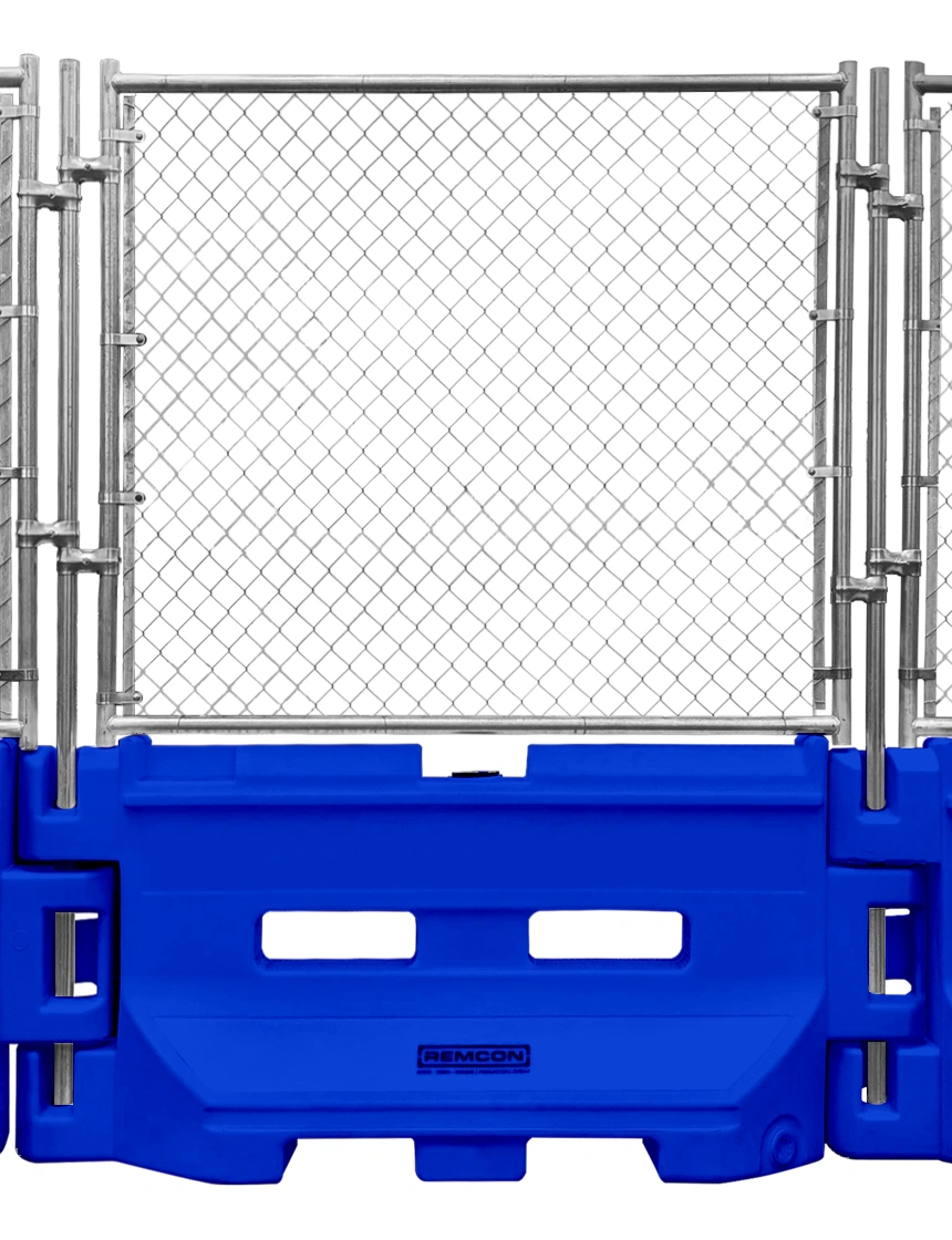 Bright Blue 36\" Construction Barricade with Fence Panel