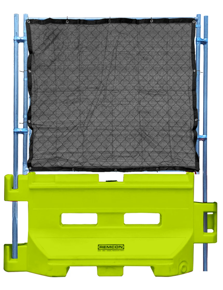Green 36\" Construction Barricade with Fence Panel \u0026 Black Privacy Screen