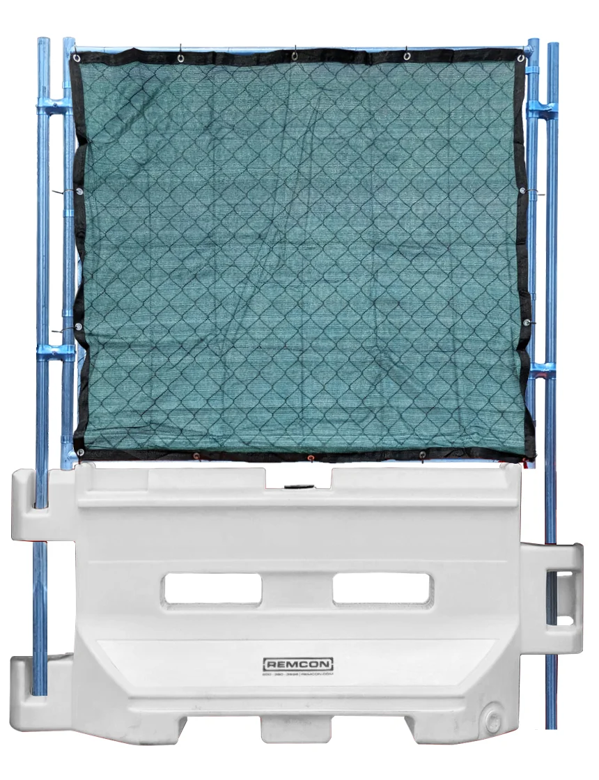 White 36\"x 72\"  Construction Barricade with Fence Panel with Green Privacy Screen