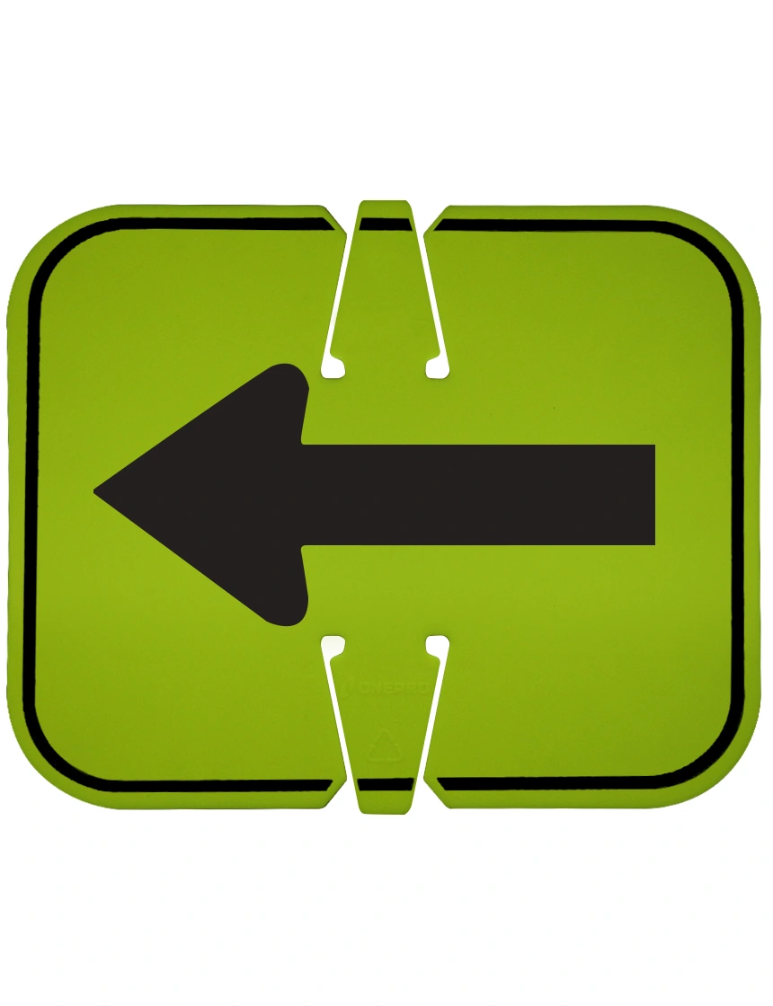 Lime, 12 3/4\" X 10 1/2\", Non-Reflective Clip On Sign, Reversible Directional Arrow