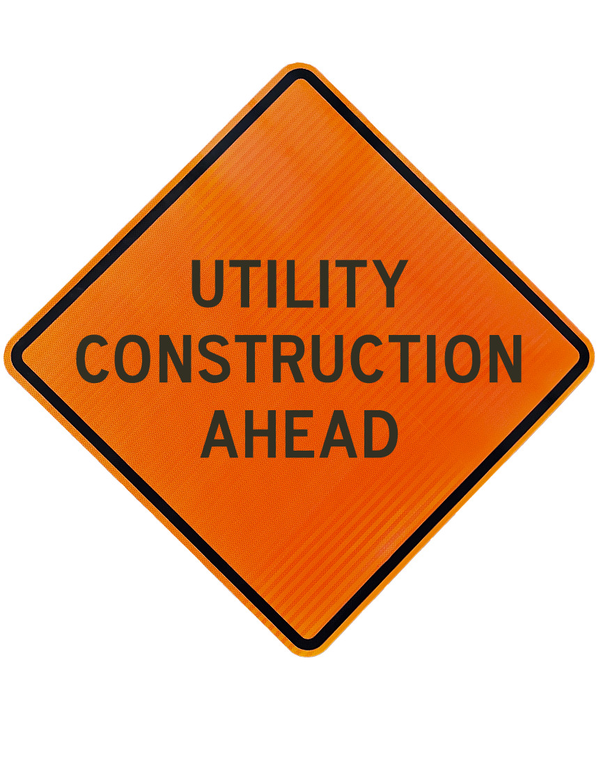 48\", Aluminum, High Intensity Reflective Sign, Utility Construction Ahead