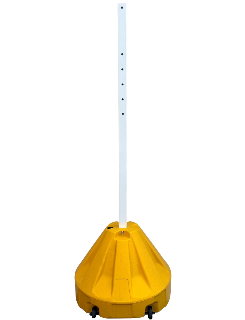 Roll-A-Post Portable Sign Post, 24\" Yellow Base w/ 60\" Tall White Post