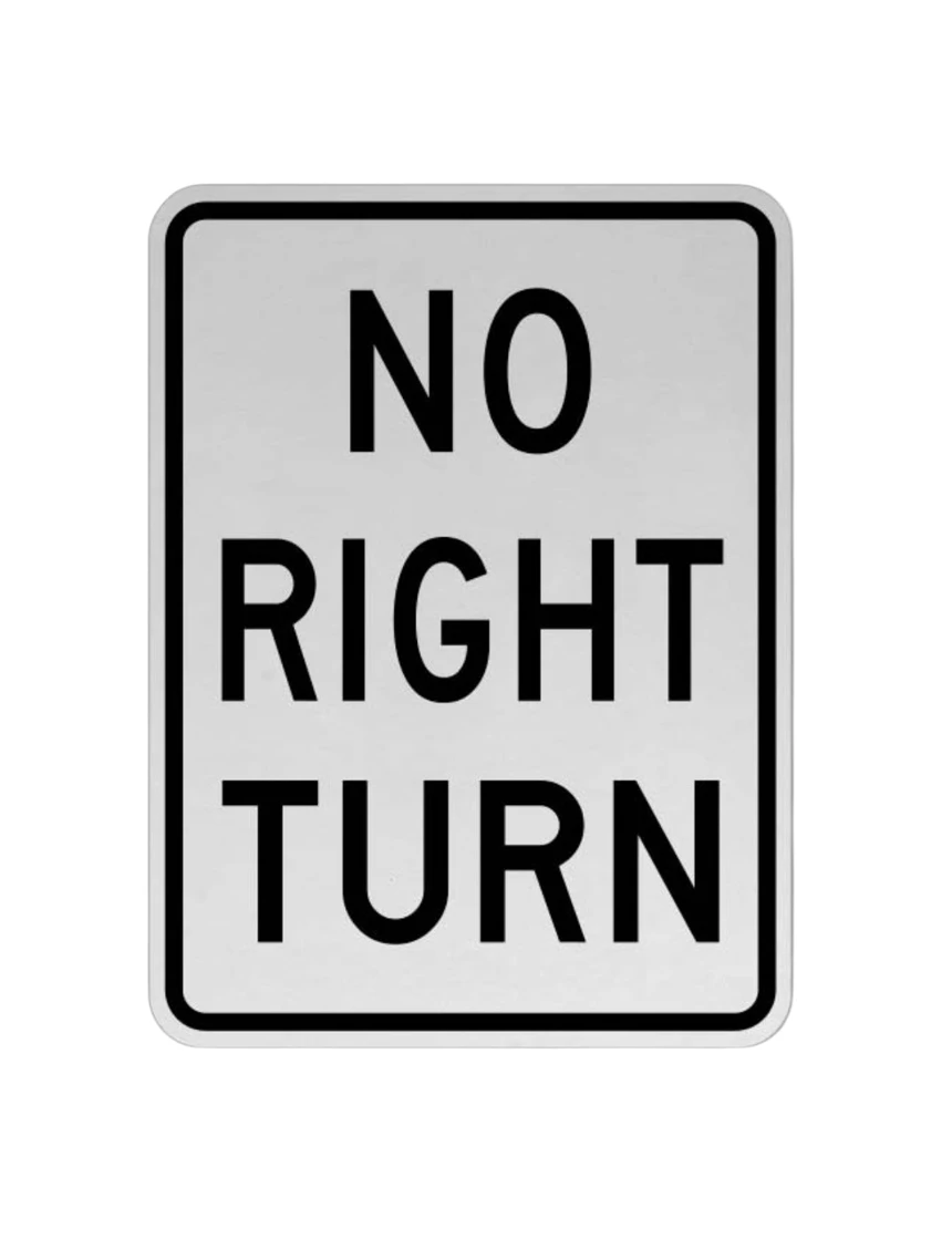 12\" X 18\" No Right Turn Sign w/ HI Sheeting, 3 Mil Acm
