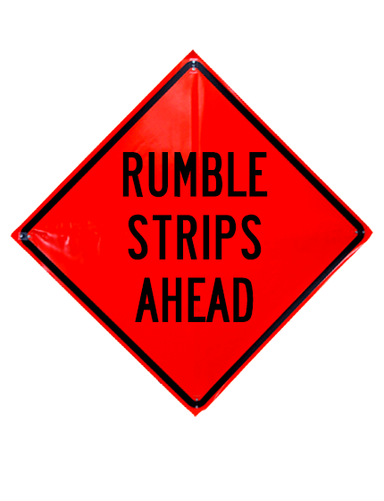 Rumble strips ahead sign sewn pockets non reflective 36 inch x 36 inch