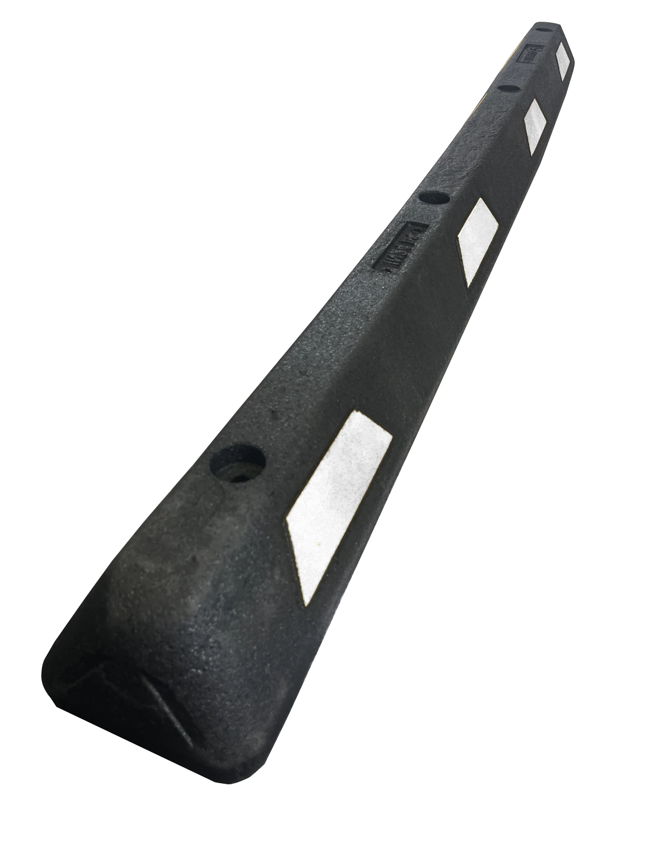 6\u0027 Black \u0026 White Plasticade Recycled Rubber Parking Block w/ No Mounting Hardware