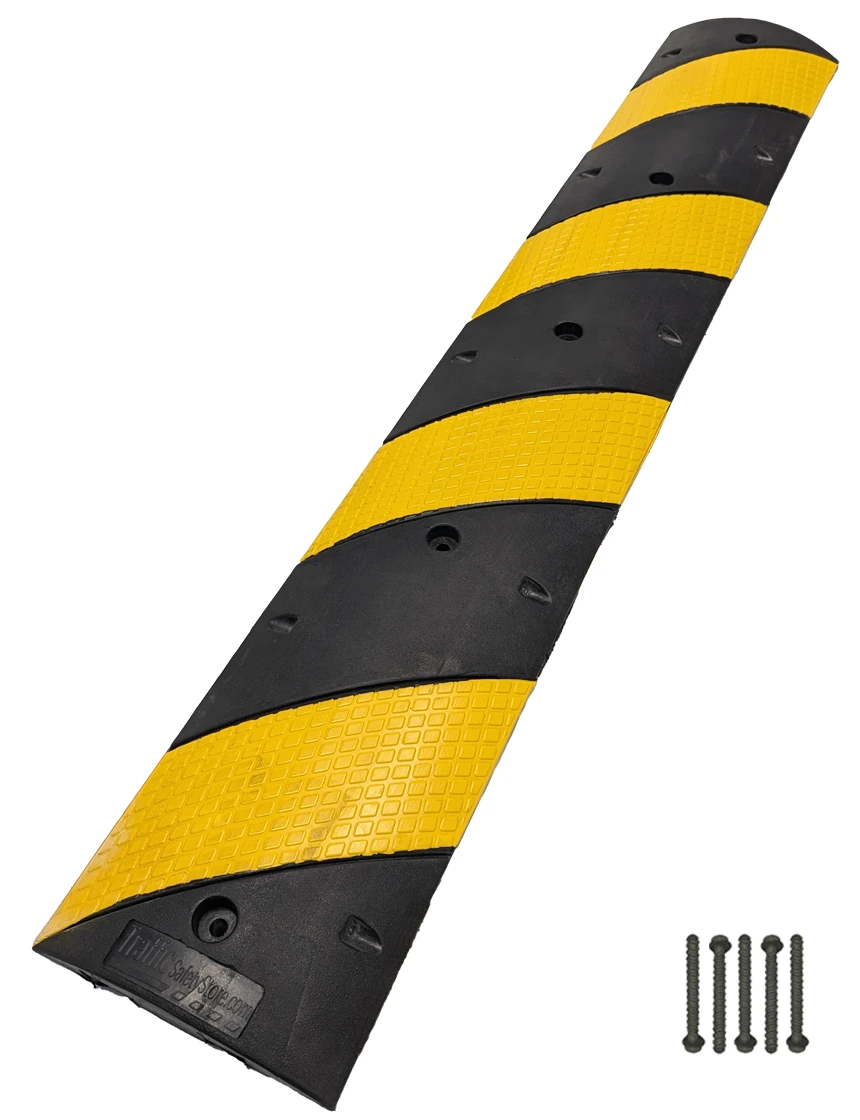 6\u0027 Black \u0026 Yellow Rubber Speed Bump w/ Five (5) Red-Head Ldt Fasteners