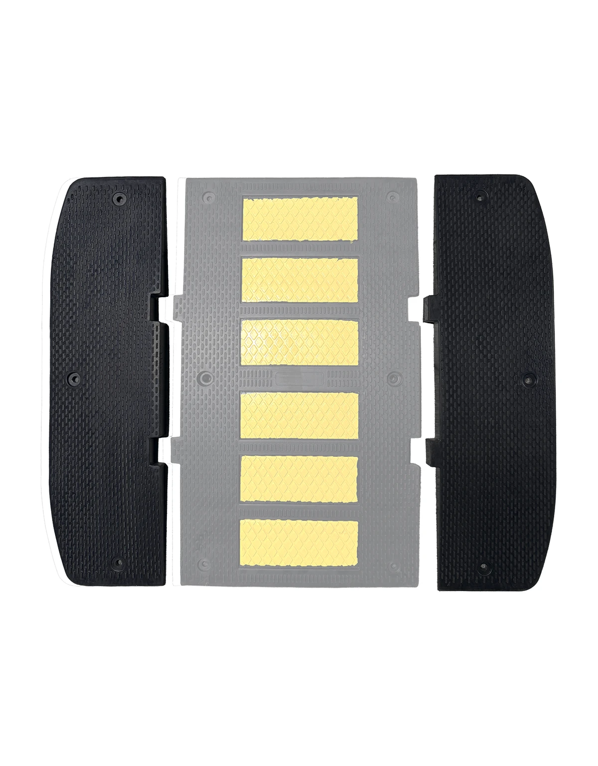 Economy Recycled Rubber Speed Hump End Cap Kit w/12\" Galvanized Spikes (1 Male \u0026 1 Female)
