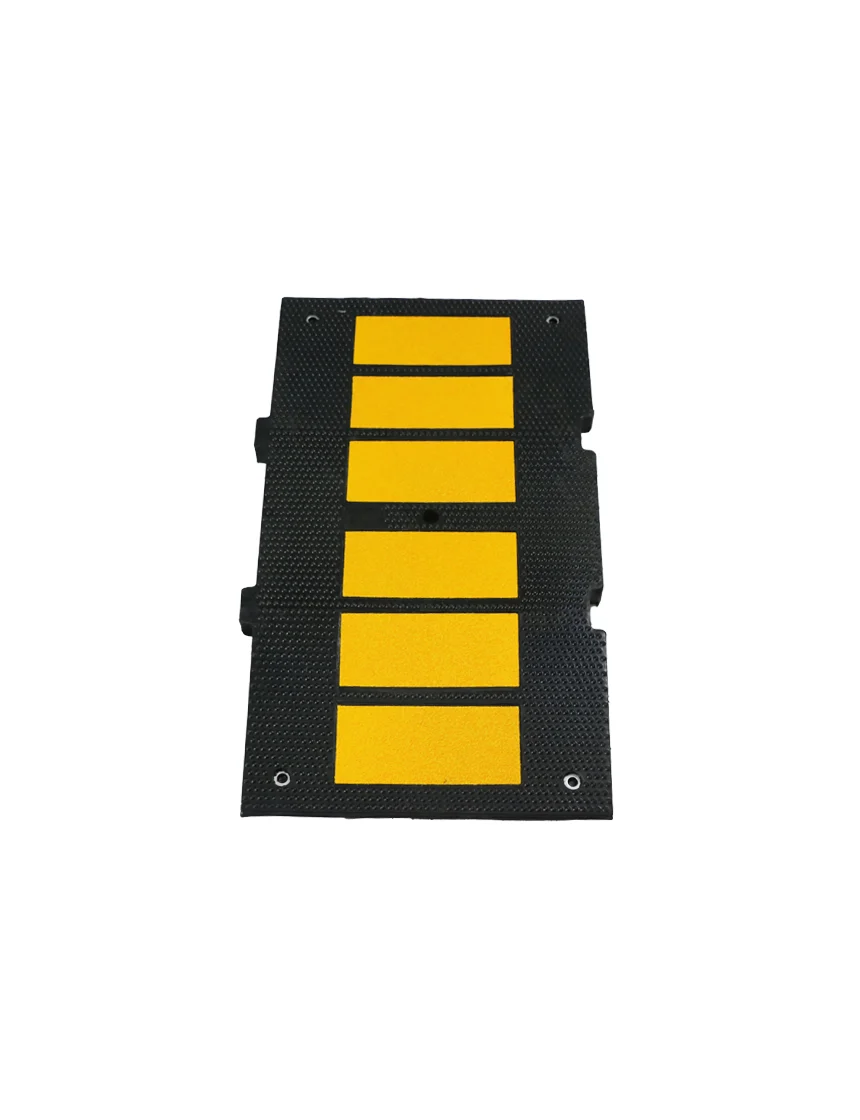 Economy Recycled Rubber Speed Hump Section, 36\" L X 20\" W X 2\" T w/12\" Galvanized Spikes