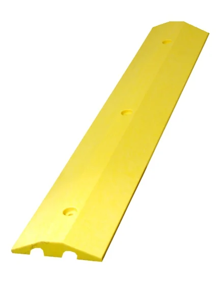 4\u0027 Yellow \u0027Economy\u0027 Recycled Plastic Speed Bump with 14\" Galvanized Steel Spikes