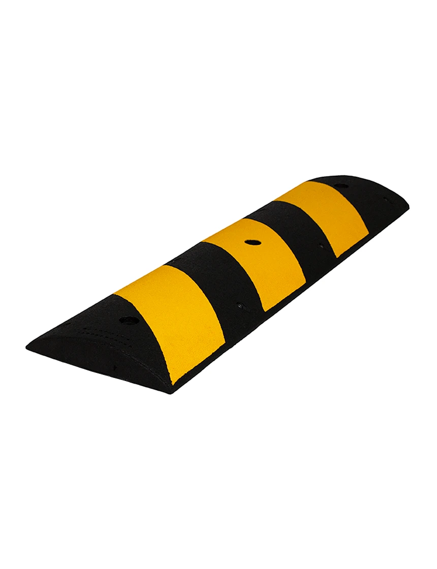 4\u0027 Reflective, HEAVY DUTY, Recycled Rubber Speed Bump w/ 14\" Galvanized Steel Spikes