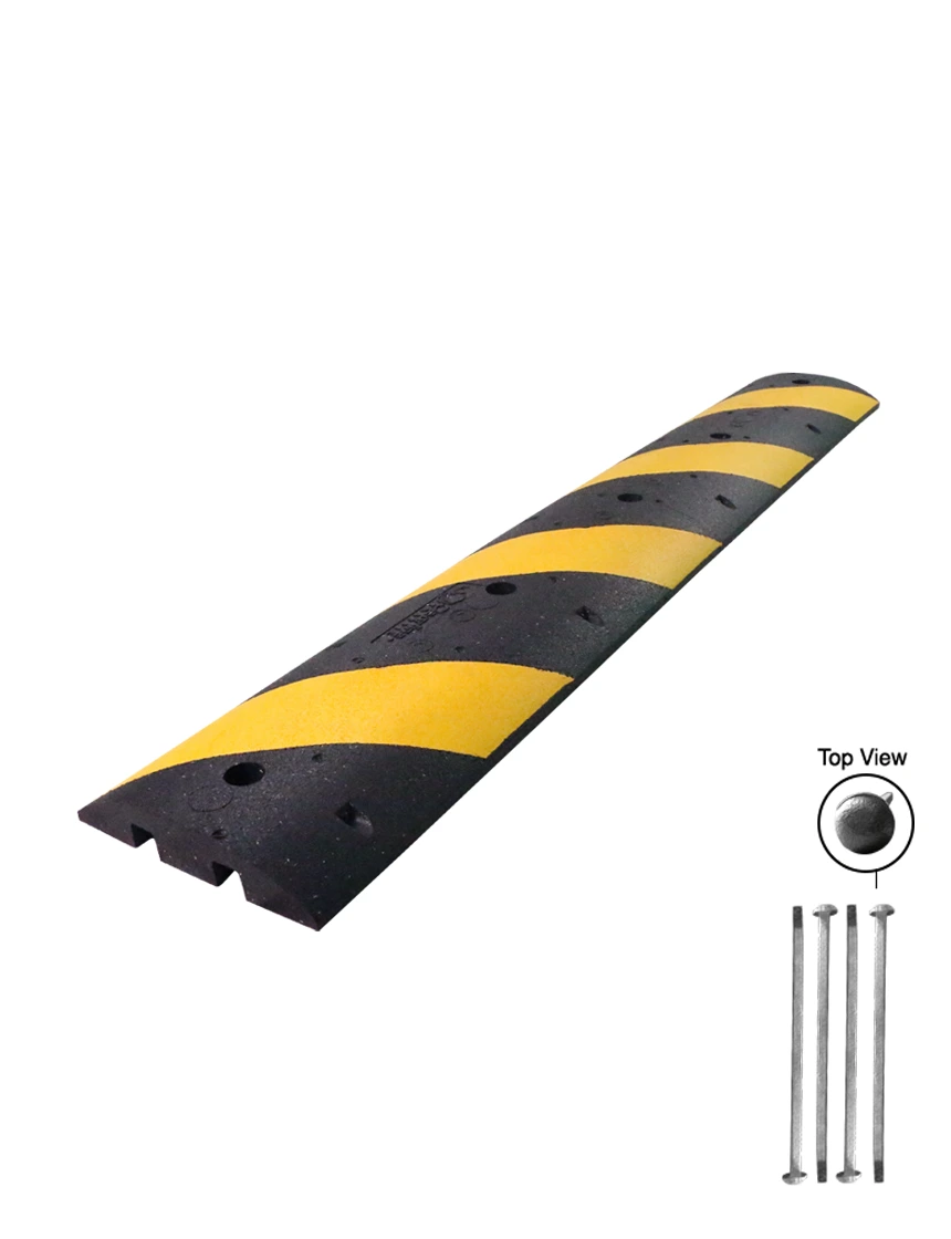 6\u0027 Clearline® Standard Duty Rubber Speed Bump with Five (5) 12\" Steel Spikes