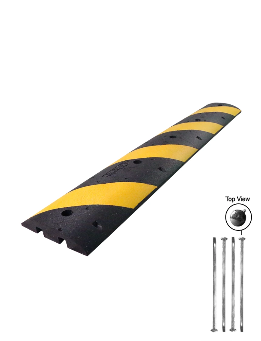 6\u0027 Clearline® Heavy Duty Rubber Speed Bump with Five (5) 12\" Steel Spikes