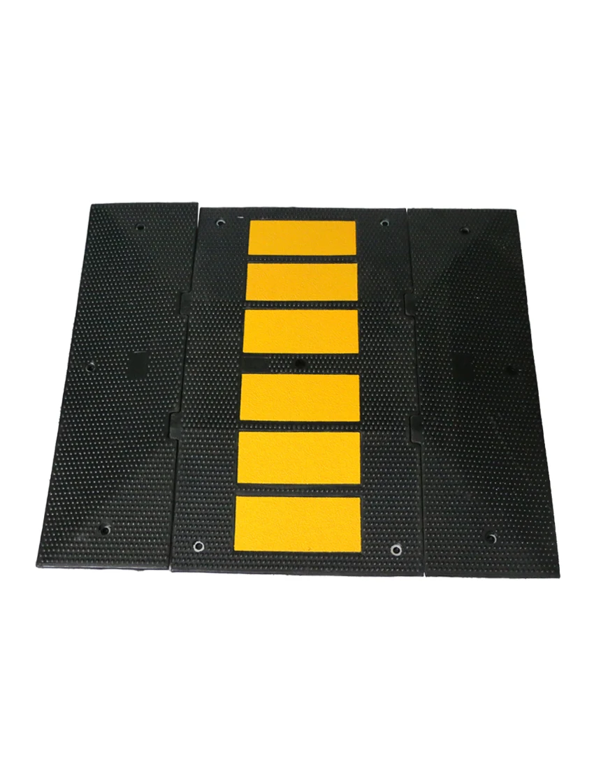 Economy Recycled Rubber Speed Hump End Cap Kit w/14\" Galvanized Rebar Spikes (1 Male \u0026 1 Female)