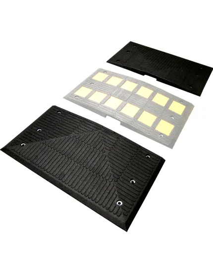 Heavy Duty Recycled Rubber Speed Hump End Cap Kit w/14\" Galvanized Rebar Spikes (1 Male \u0026 1 Female)