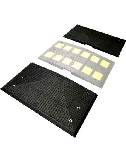 Heavy Duty Recycled Rubber Speed Hump End Cap Kit w/12\" Galvanized Spikes (1 Male \u0026 1 Female)