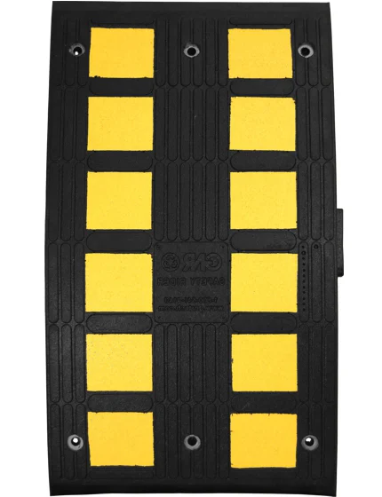 Heavy Duty Recycled Rubber Speed Hump Section, 35.5\" L x 19.5\" W x 2.1\" T w/12\" Galvanized Spikes