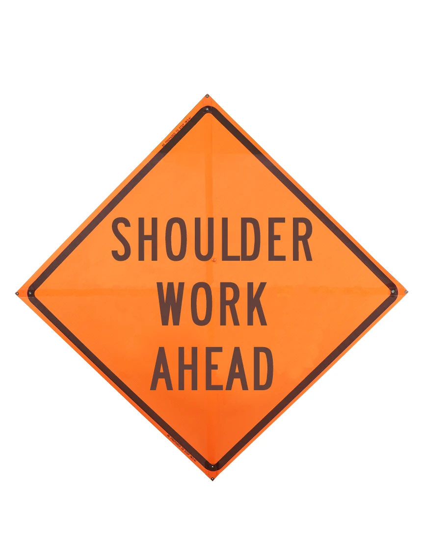 Shoulder Work Ahead Sign Sewn Pockets Mesh 36\" X 36\"