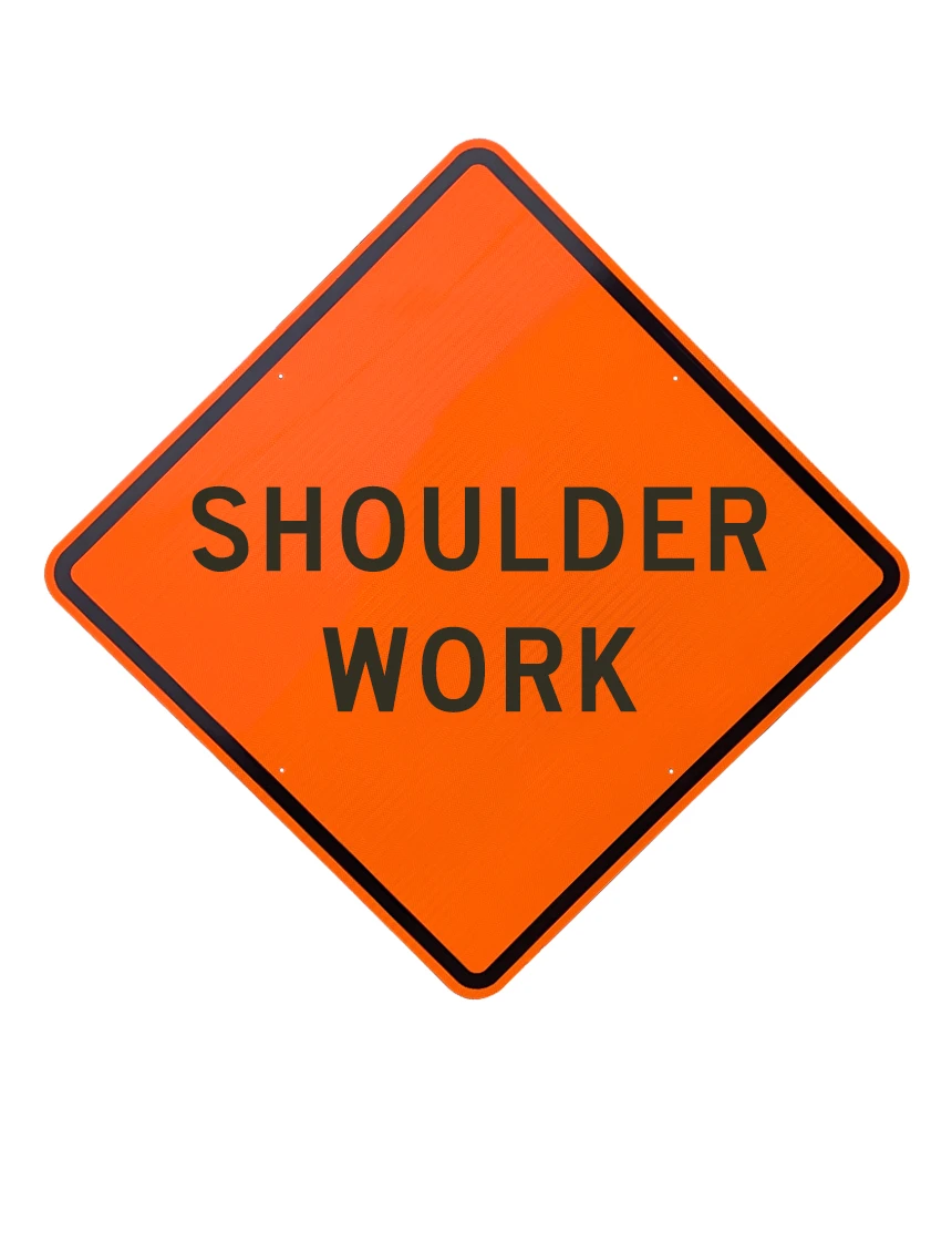 36\", Aluminum, Diamond Grade Reflective Sign, SHOULDER WORK