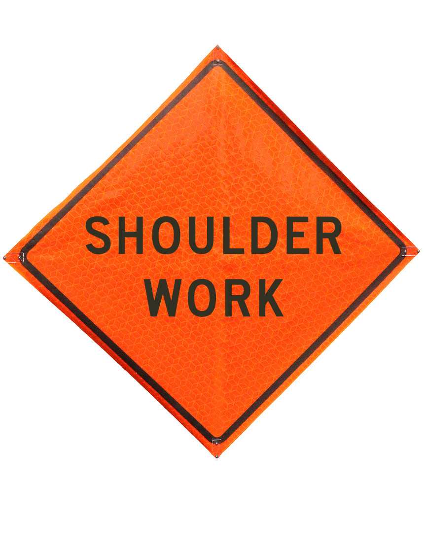 Shoulder Work Sign Sewn Pockets Marathon 48\" X 48\"