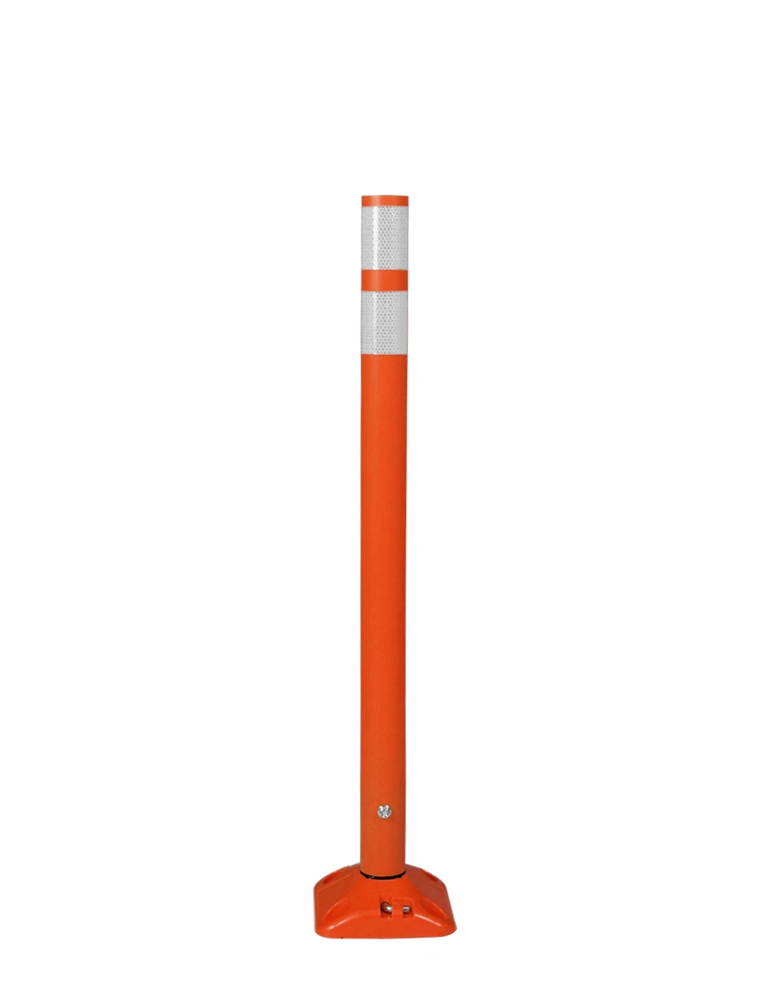 36\" Orange Round Delineator w/ Orange Base \u0026 2 White Reflective Collars \u0026 Concrete Mounting Hardware
