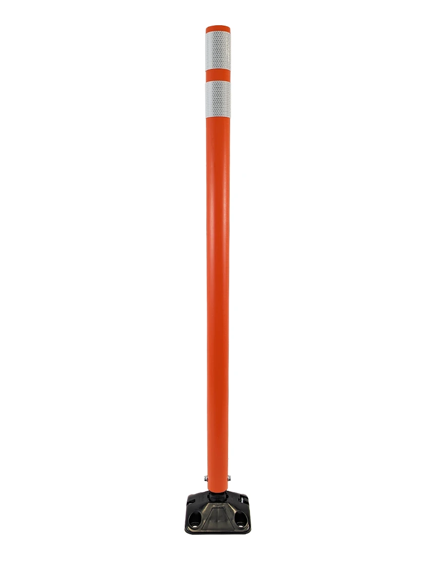 Shur Reflex Standard Duty Round Delineators Orange Asphalt Four 4\" X 3 8\" Fasteners 48\" Tall Post Black White
