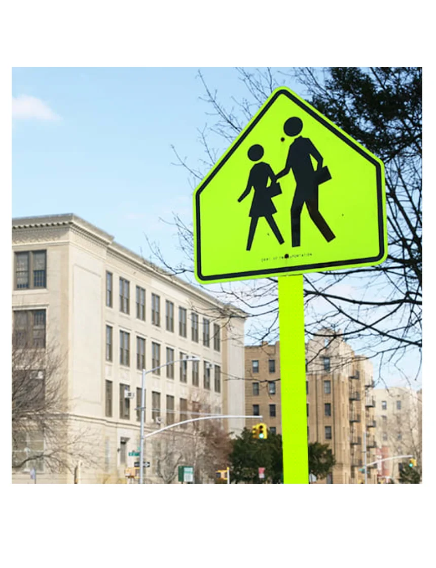 Diamond Grade (Dg) Fluorescent Yellow Green Reflector On .080 Gauge Aluminum For Sign Posts, 3\" Wide X 72\" Tall