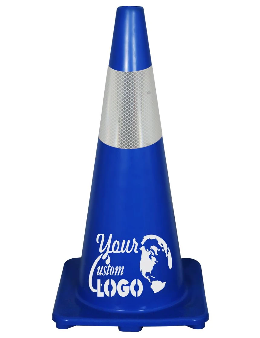 Solid Blue, 28\", 5 lbs, Economy Cone w/ 6\" Reflective Collar w/ Single Color Graphic