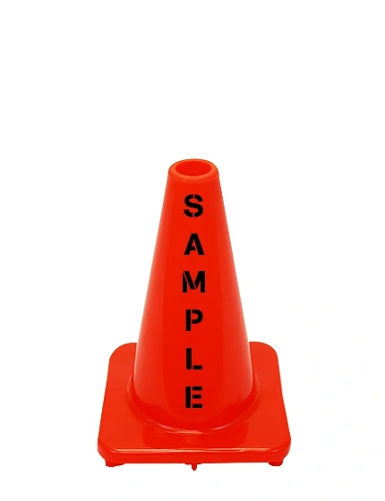 Solid Orange 12\" Economy Traffic Cone w/ Double Sided Custom Lettering