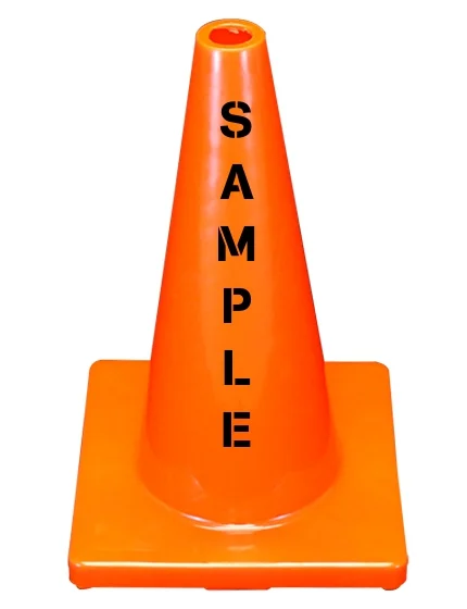 Solid Orange 18\" Economy Cone w/ Double Sided Custom Lettering