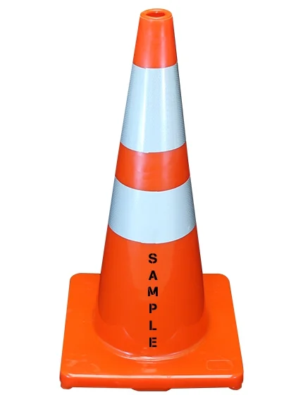 Solid Orange, 28\", 5 lbs, Economy Cone w/6\" \u0026 4\" Reflective Collars \u0026 Custom Lettering