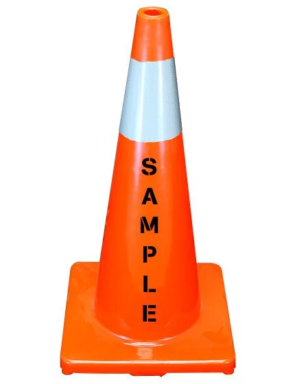 Solid Orange, 28\", 5 lbs, Economy Cone w/Single 6\" Reflective Collar \u0026 Custom Lettering