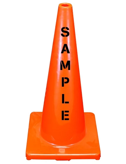 Solid Orange, 28\", 5 lbs, Economy Cone with Custom Lettering