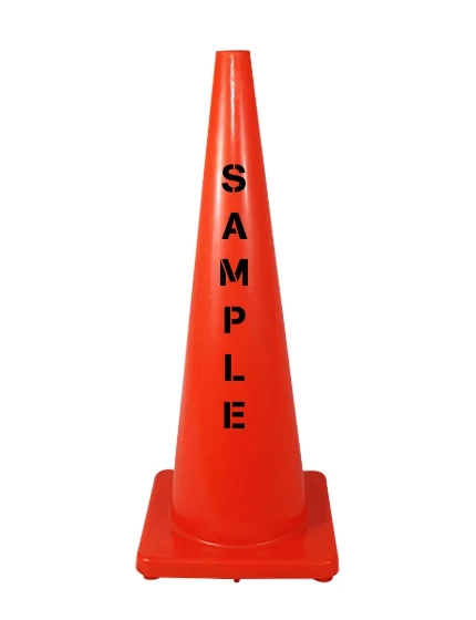 Solid Orange, 36\", 9.2 Lb., Economy Cone with Custom Lettering