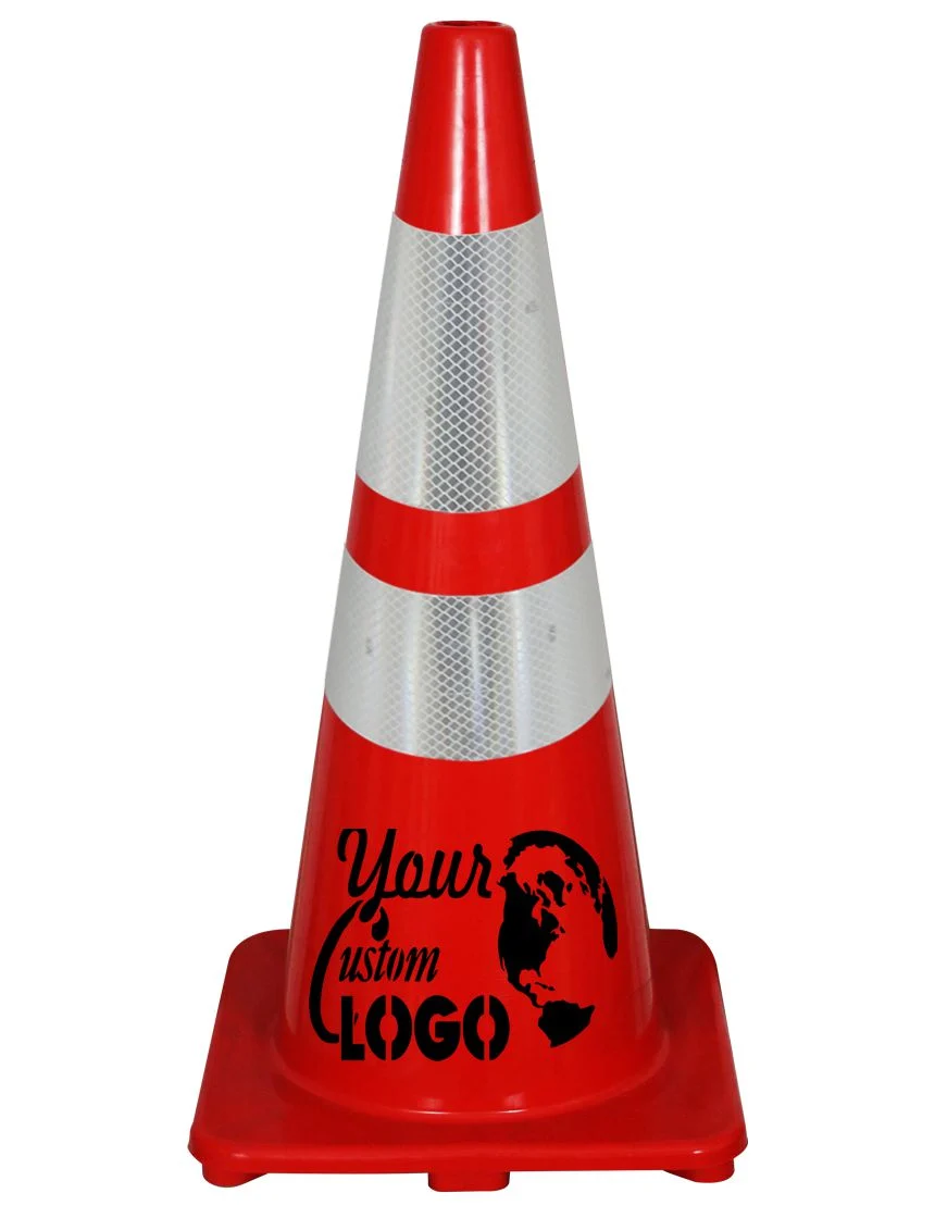 Solid Red 28\", 5 lbs, Economy Cone w/ 6\" \u0026 4\" Reflective Collars w/ Single Color Graphic