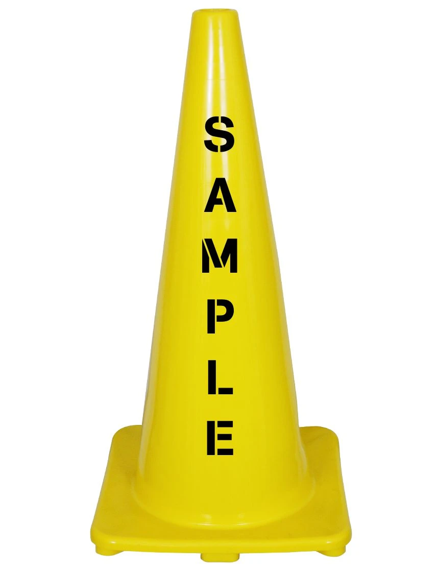 Solid Yellow 28\", 5 lbs, Economy Cone with Custom Lettering