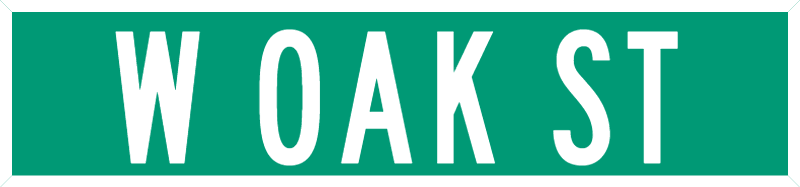 Custom Street Sign, 30\" wide and 6\" tall, Diamond Grade Reflectivity, Extruded .240 Edges