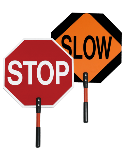 Heavy-Duty 18\" EG Reflective STOP/SLOW Paddle with 12\" Plastic Handle