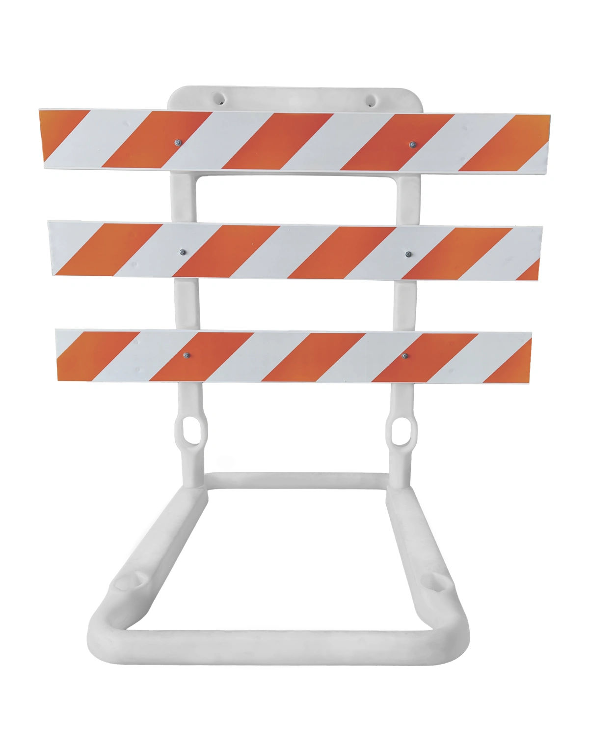 65\" Tall, Plastic, Type 3 Rail Holder with Three (3) 8\" x 6\u0027 Reflective Rails with Engineer Grade (EG) Reflective Orange \u0026 White Rails